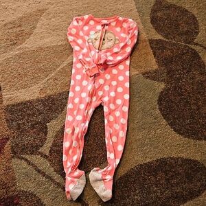 Carter's Coral Pink Polka Dot Footed One-Piece Pajamas